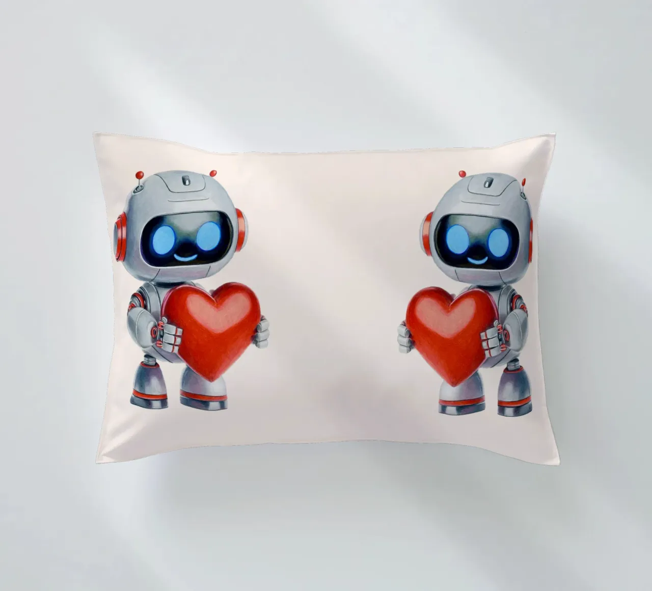 Robot con un cuore cuscino da Graphit und Farbe