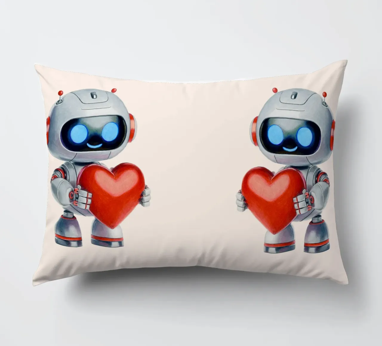 Robot con un cuore cuscino da Graphit und Farbe