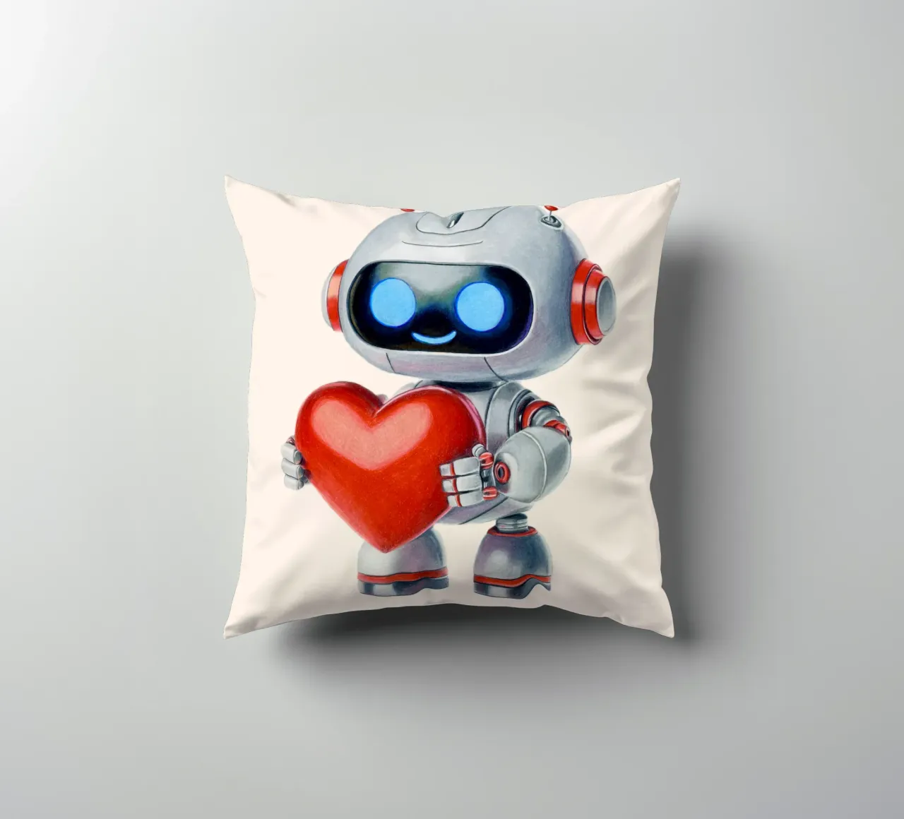 Robot con un cuore cuscino da Graphit und Farbe