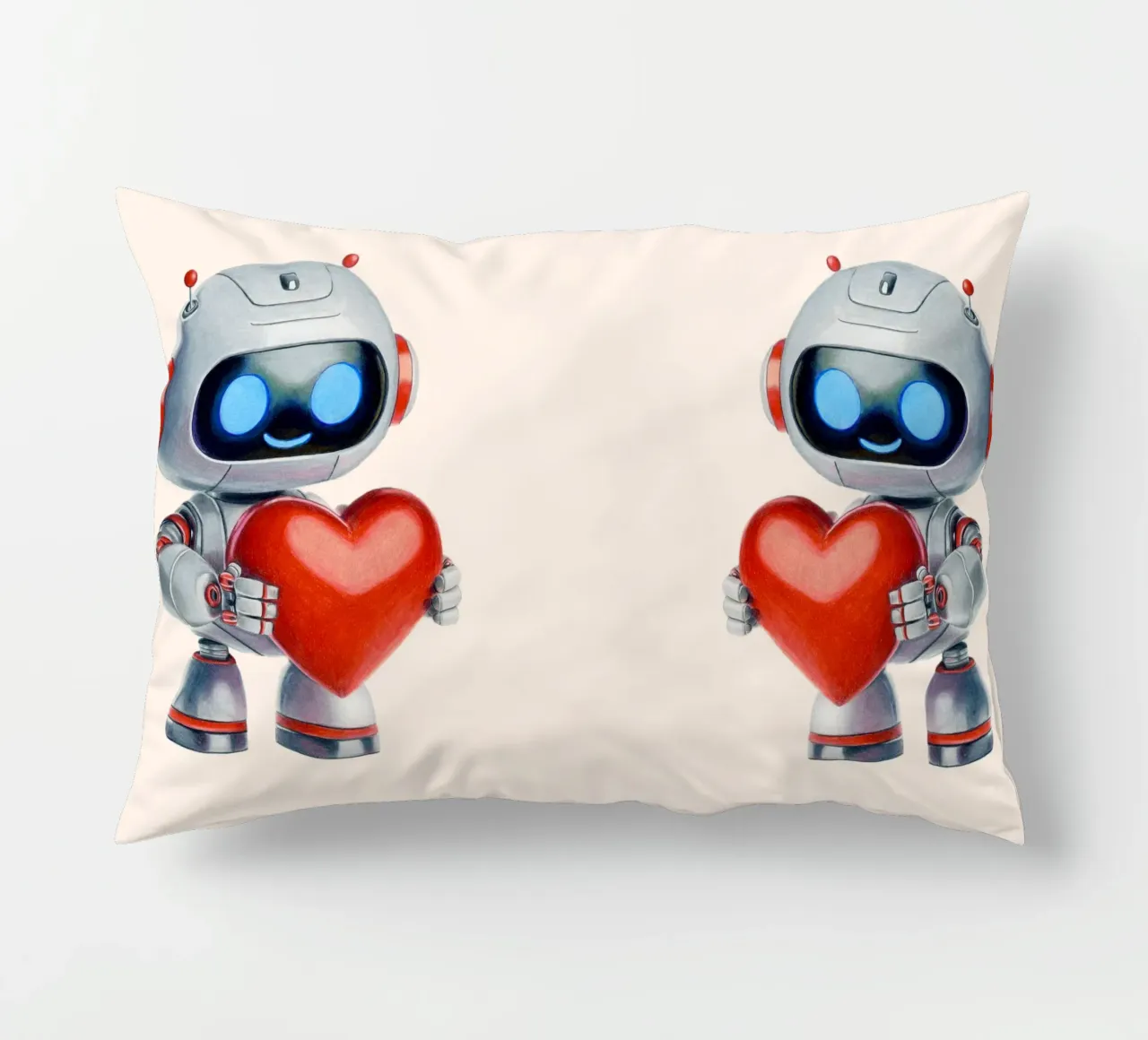 Robot con un cuore cuscino da Graphit und Farbe