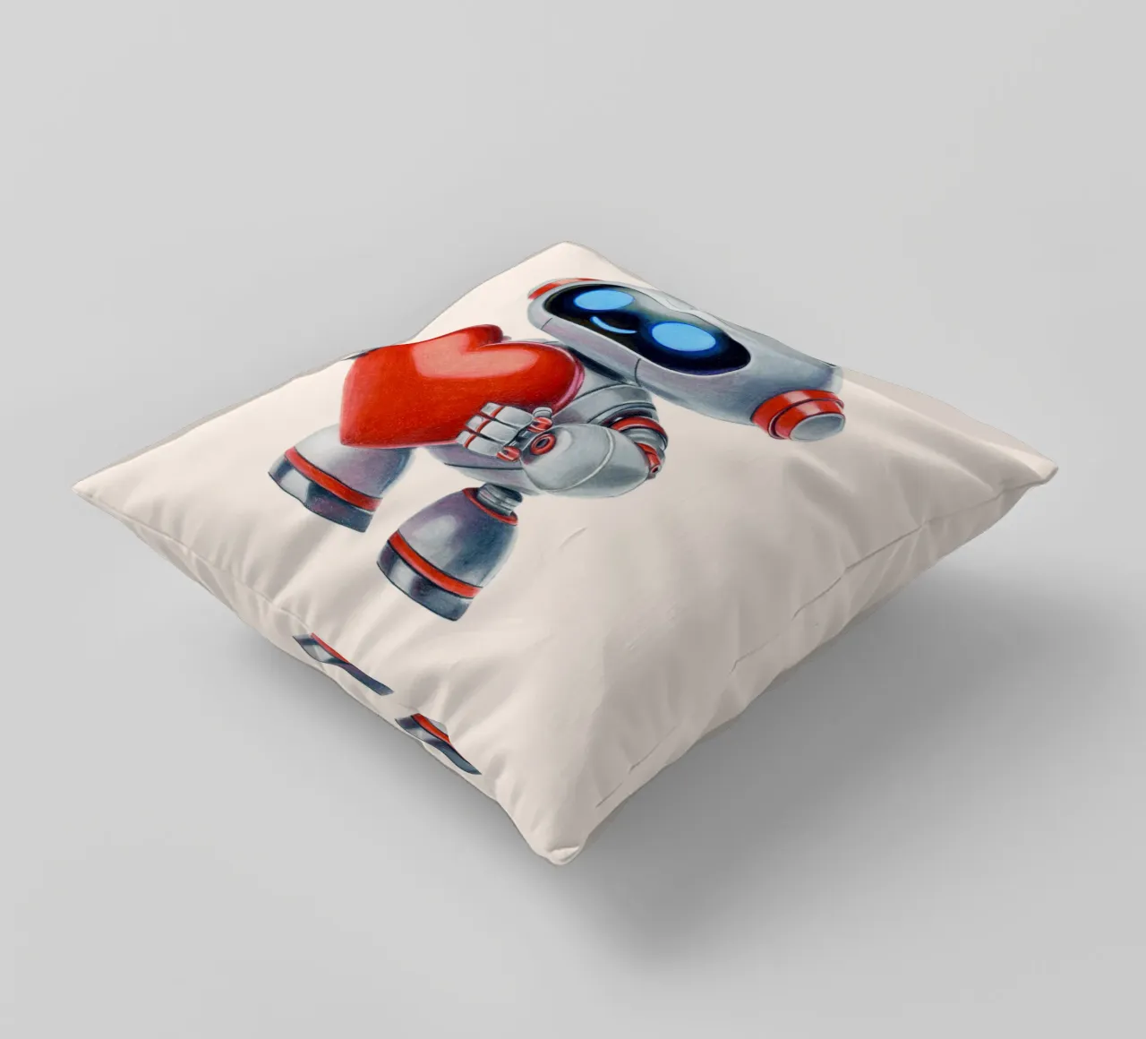 Robot con un cuore cuscino da Graphit und Farbe