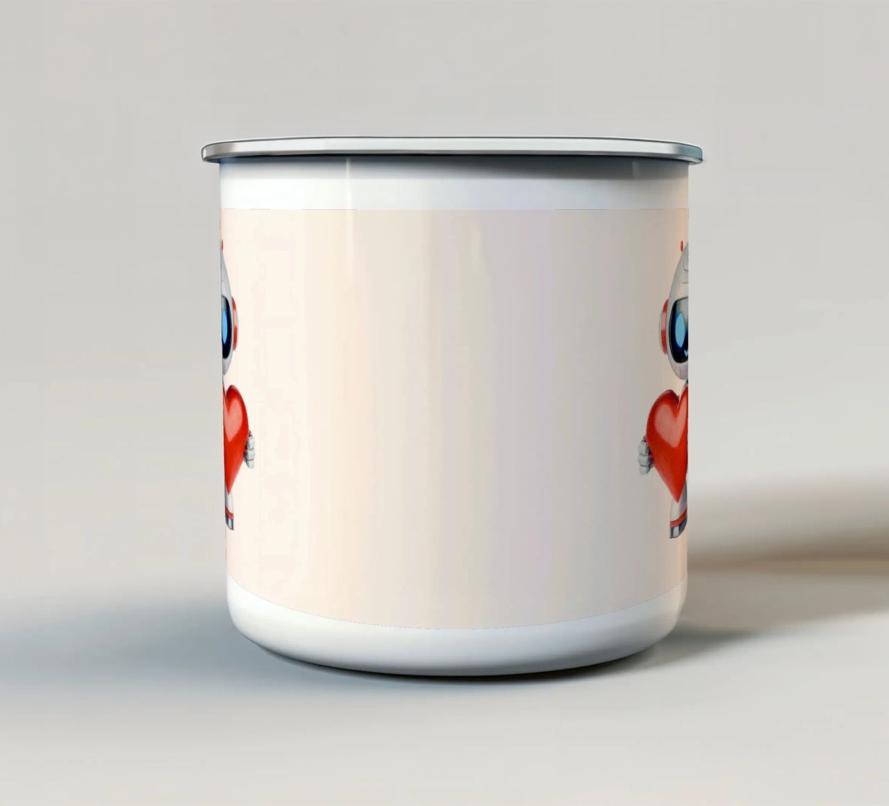 Robot con un cuore tazza in smalto da Graphit und Farbe