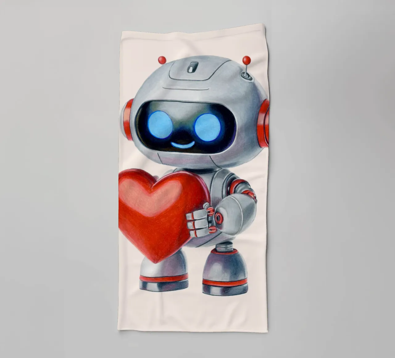 Robots with a heart towel by Graphit und Farbe