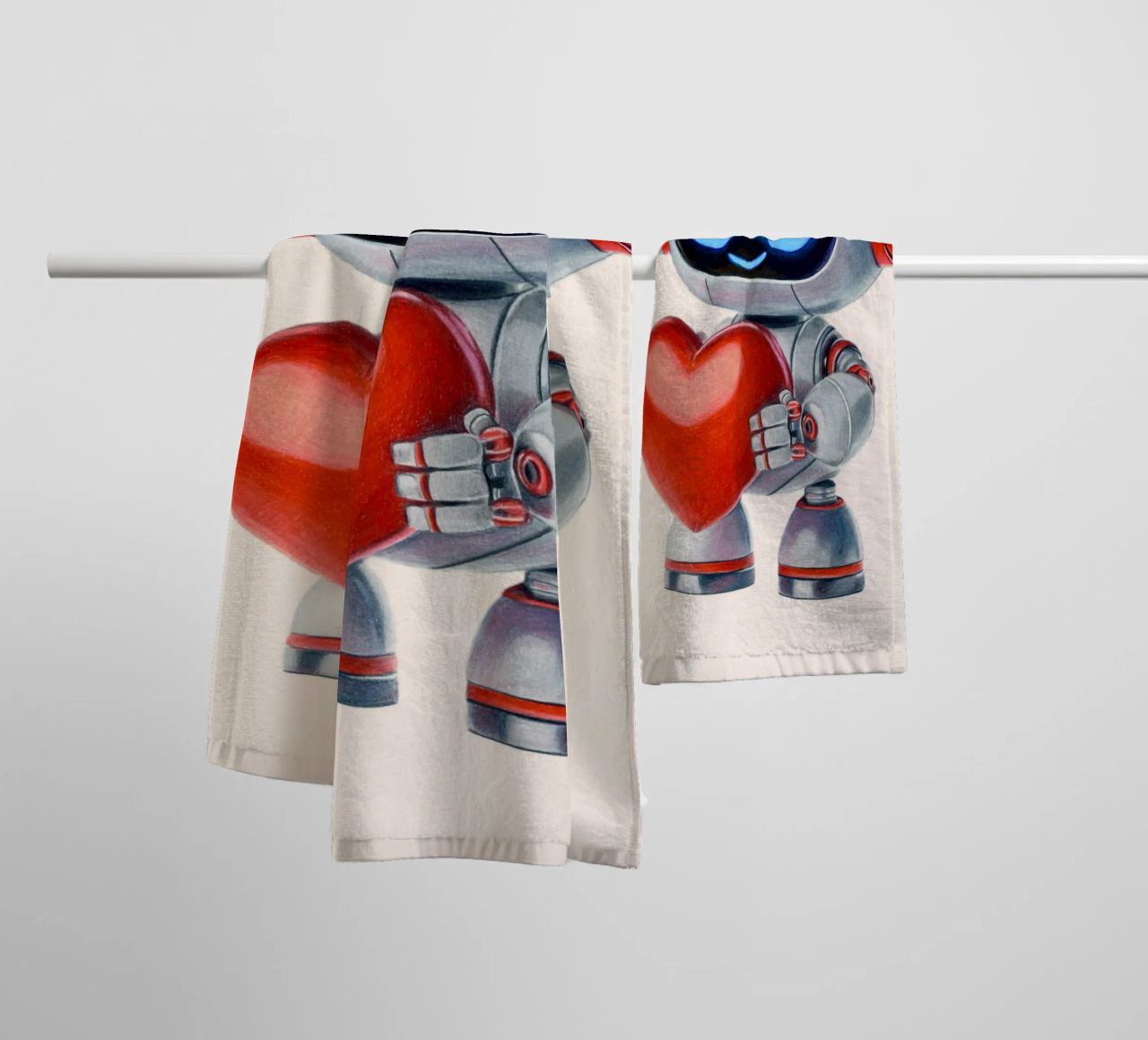 Robot con un cuore asciugamano da bagno da Graphit und Farbe