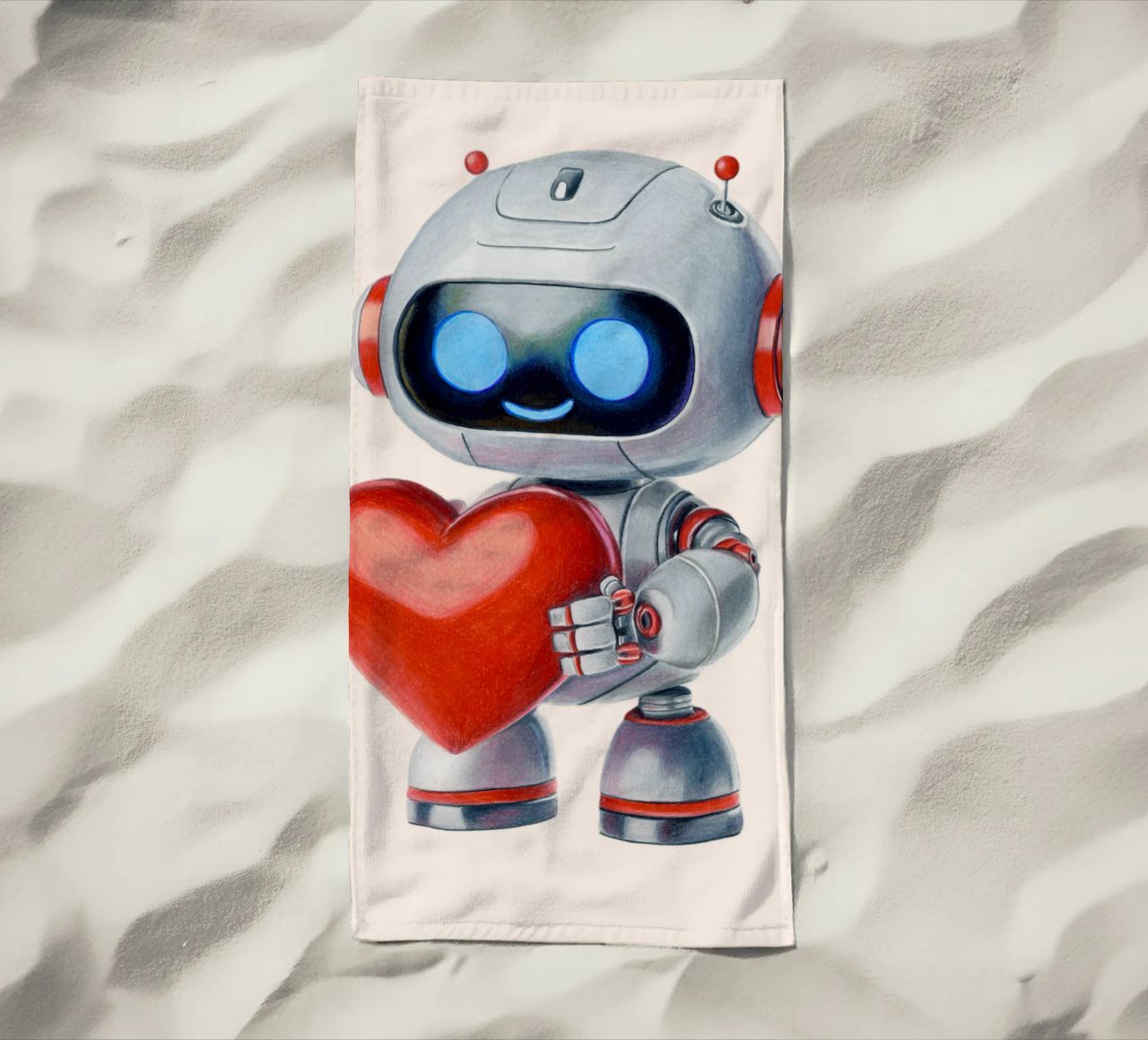Robot con un cuore telo mare da Graphit und Farbe