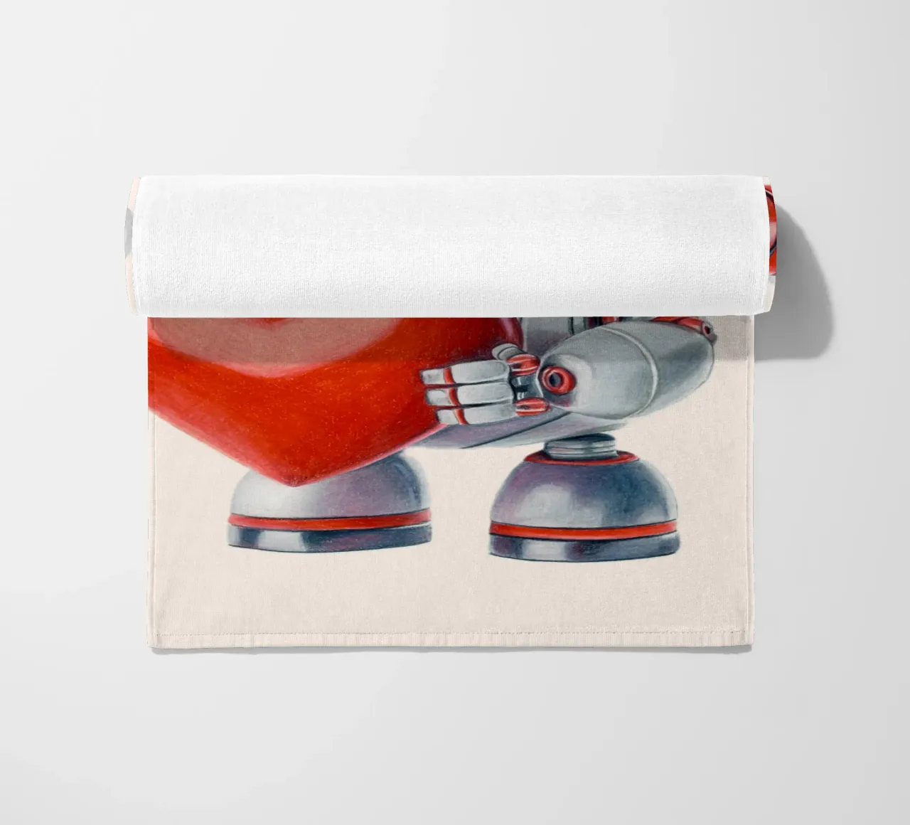 Robots with a heart beach towel by Graphit und Farbe