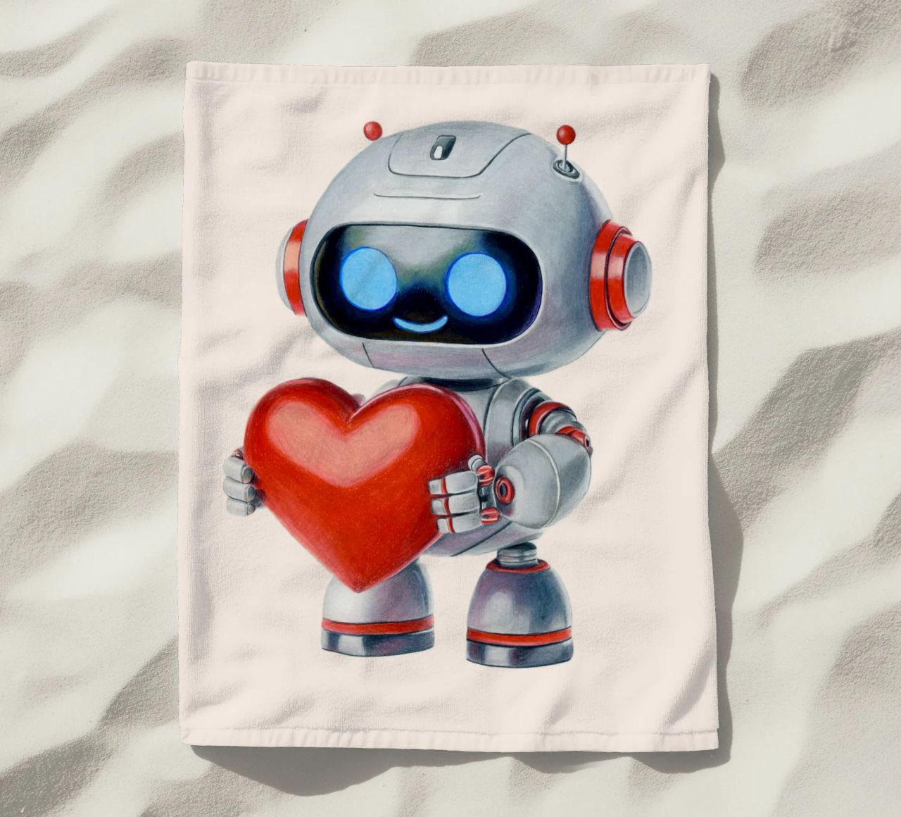 Robot con un cuore telo mare da Graphit und Farbe