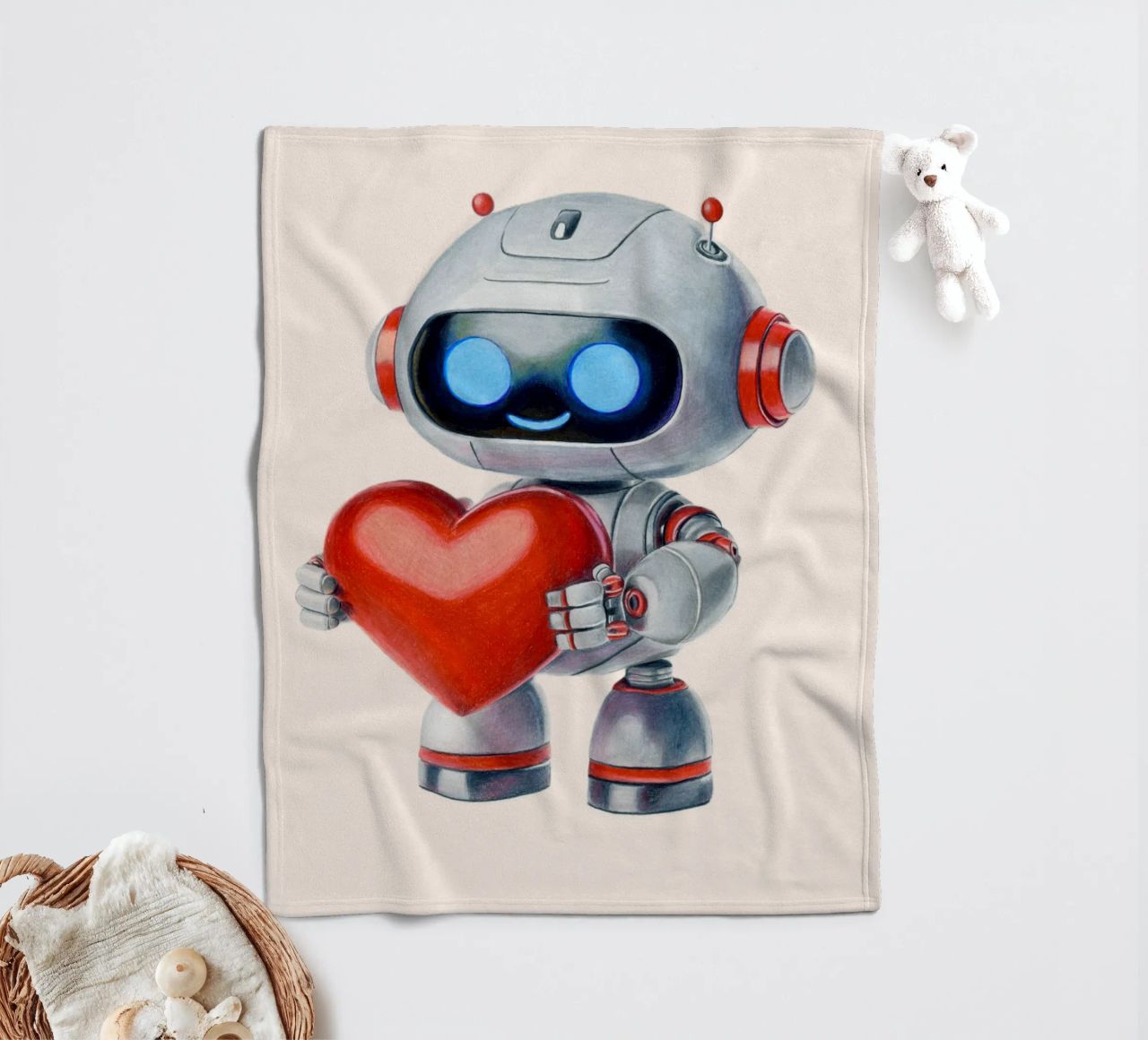 Robot con un cuore coperta in pile da Graphit und Farbe