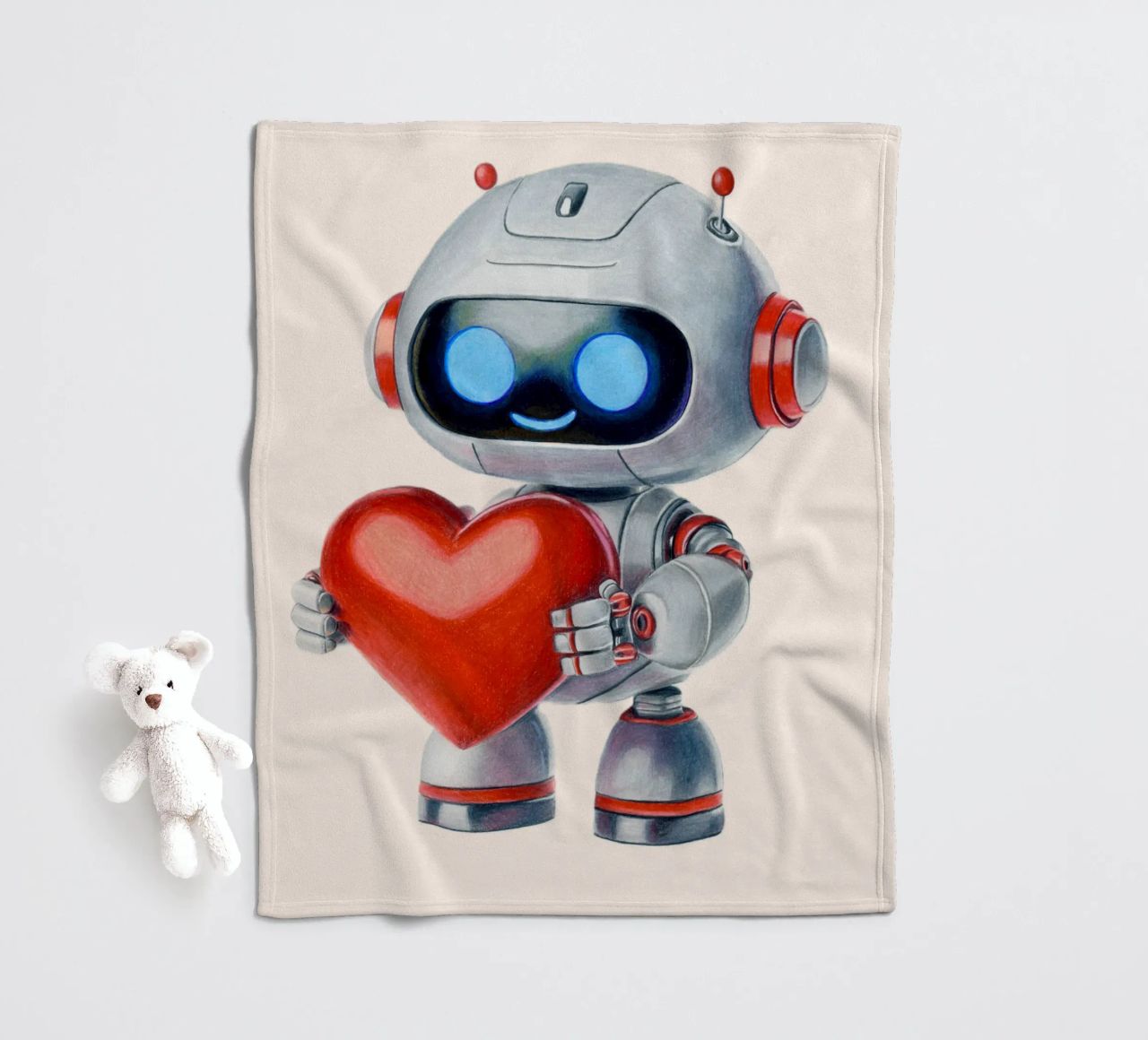 Robot con un cuore coperta in pile da Graphit und Farbe