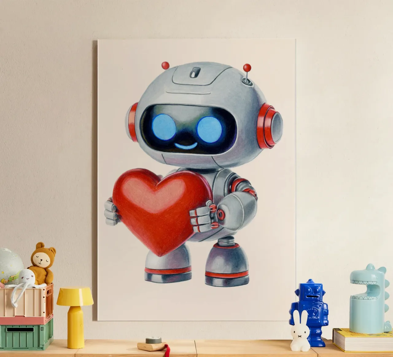 Robot con un cuore plexiglass da Graphit und Farbe