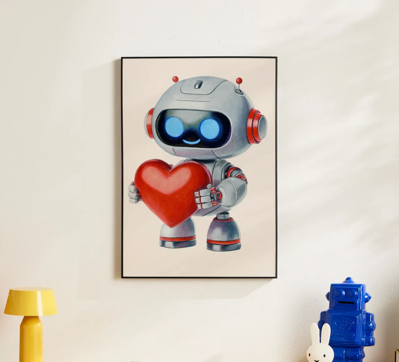 Robot con un cuore alluminio dibond da Graphit und Farbe
