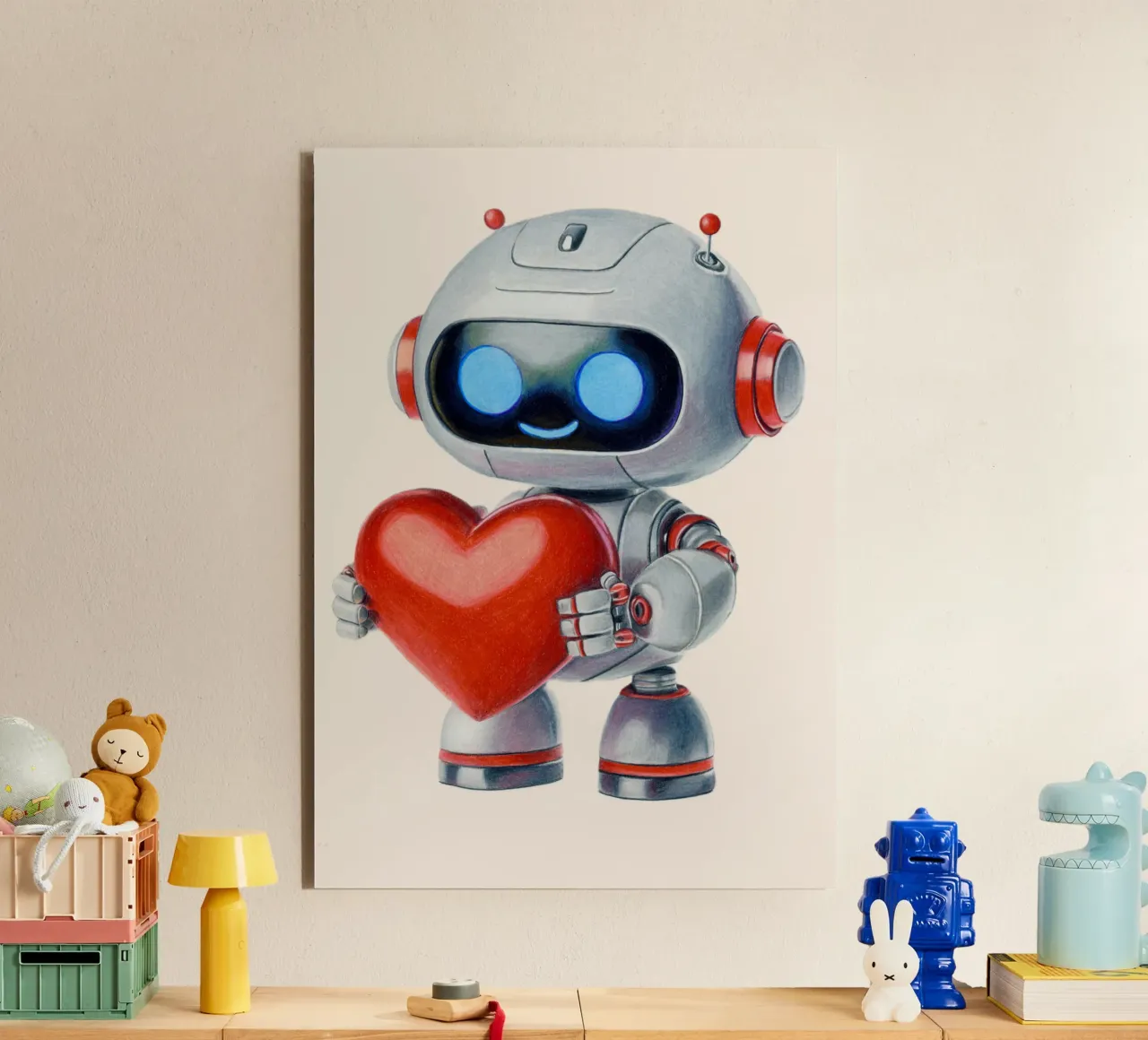 Robot con un cuore alluminio dibond da Graphit und Farbe