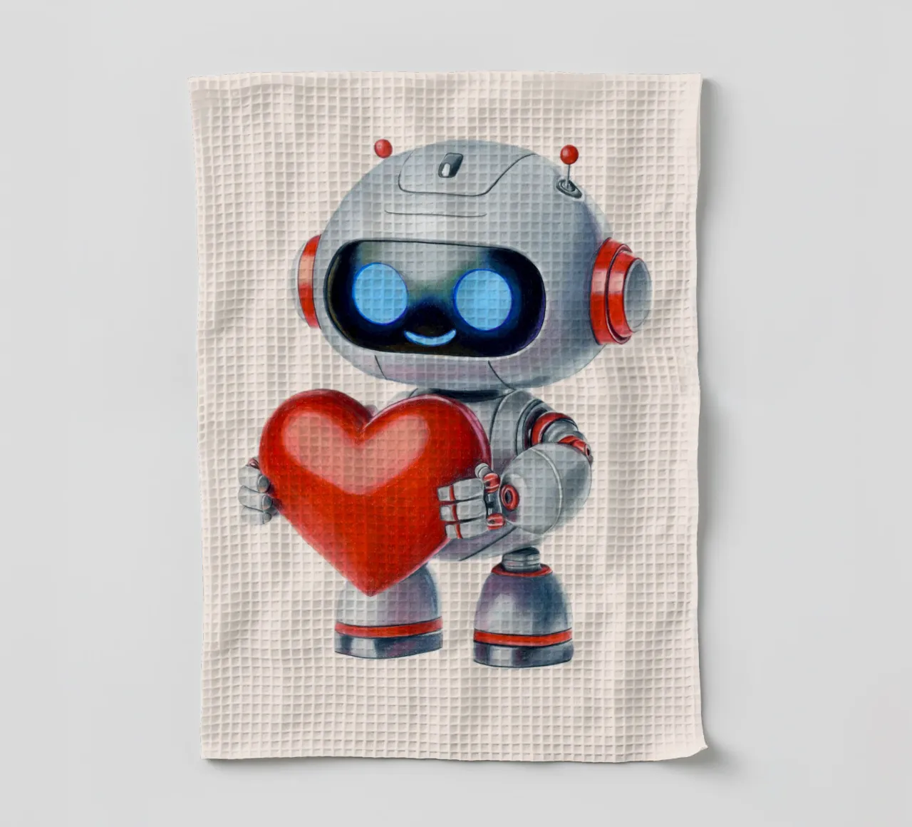 Robots met een hart theedoek van Graphit und Farbe