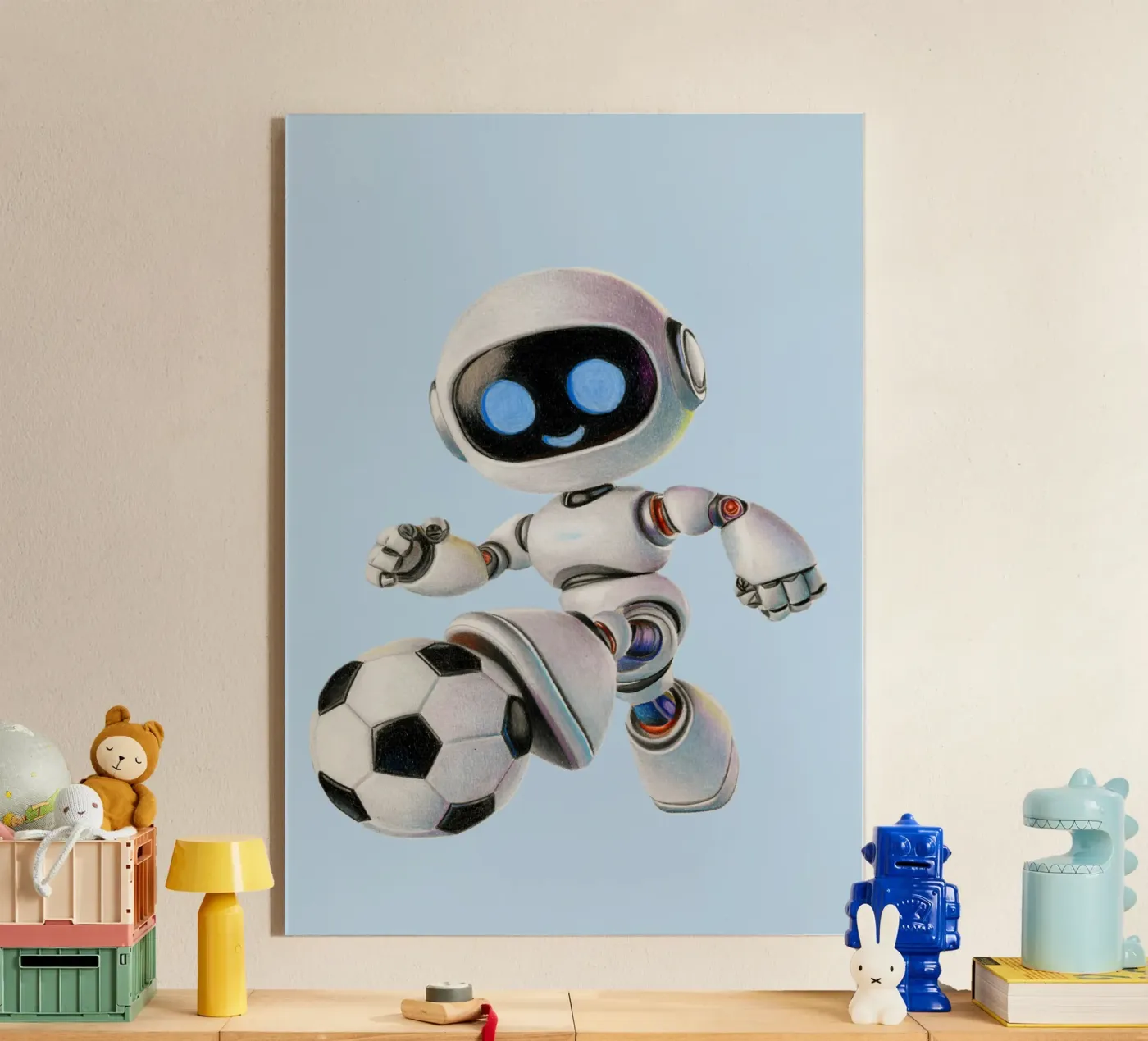 Robot de football plexiglas de Graphit und Farbe
