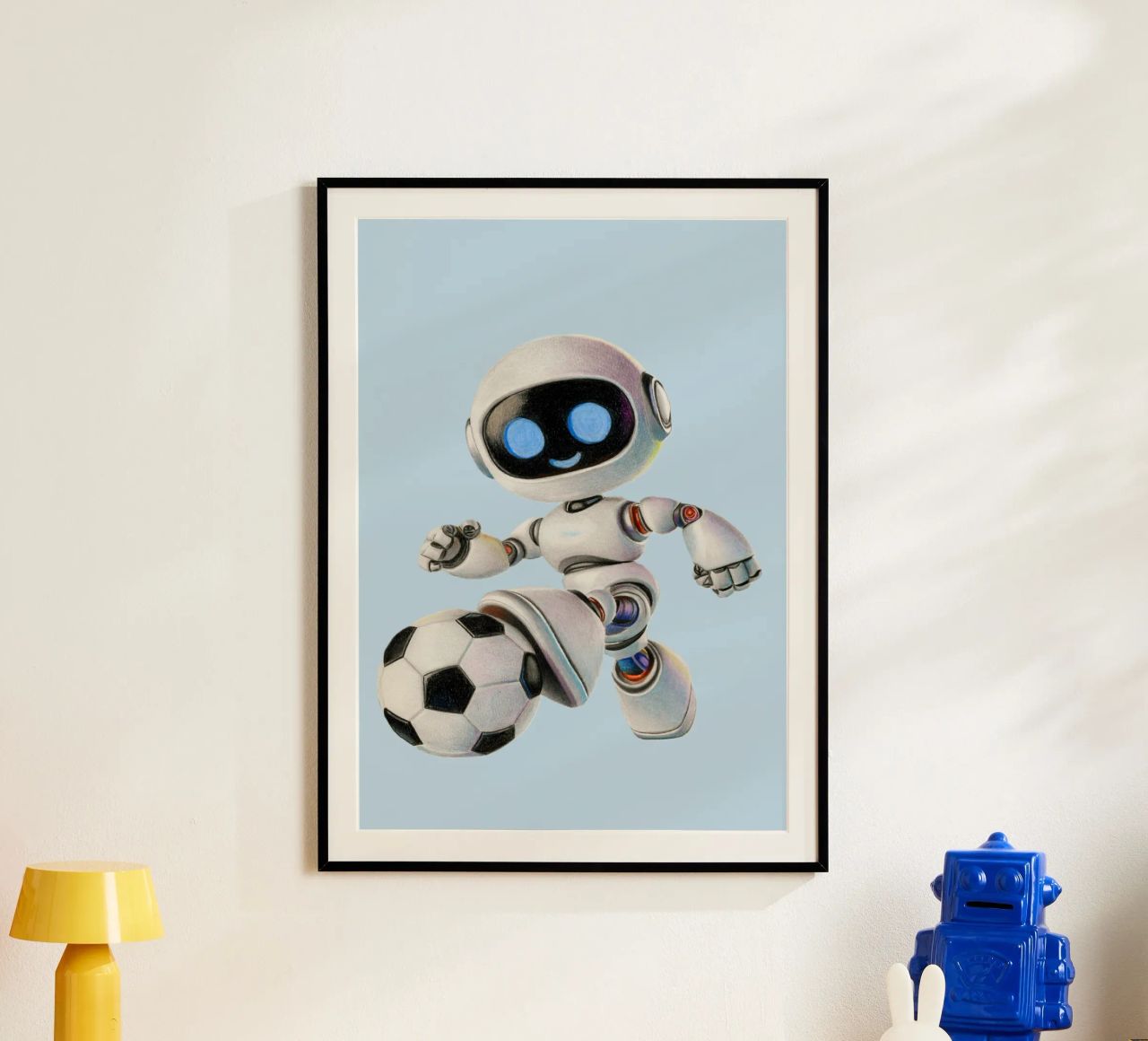 Robot de football poster de Graphit und Farbe