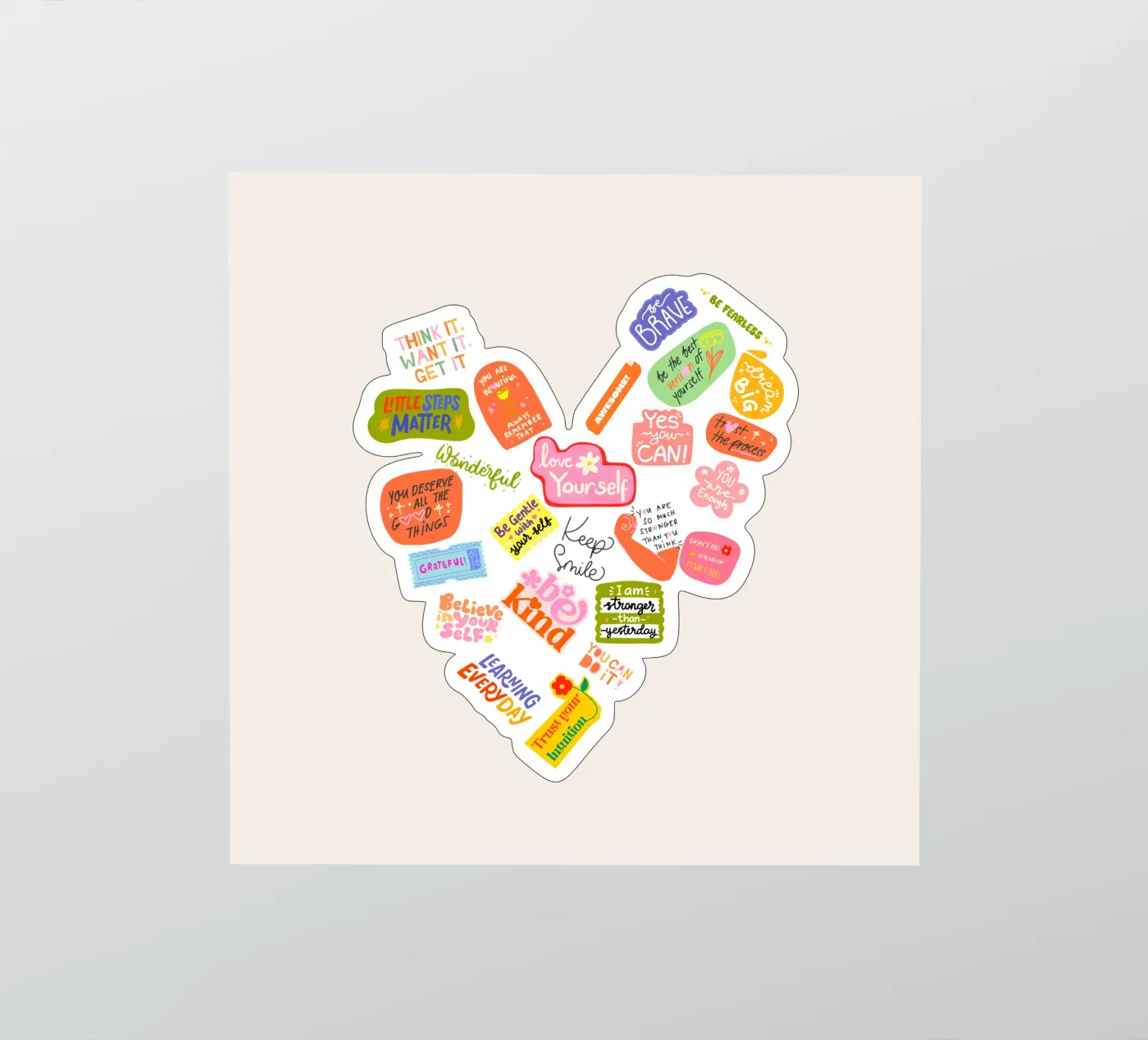 Love Yourself – Motivations Poster Herz Bunt Collage adesivo da KidsStudio