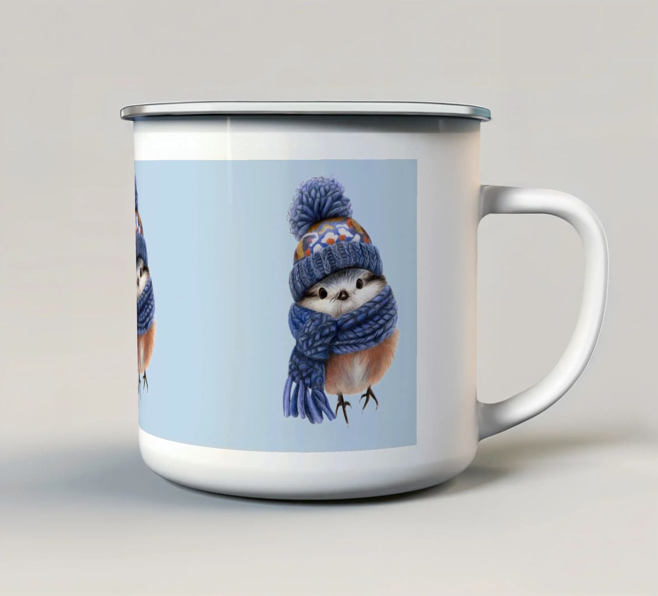 Uccello invernale tazza in smalto da Graphit und Farbe