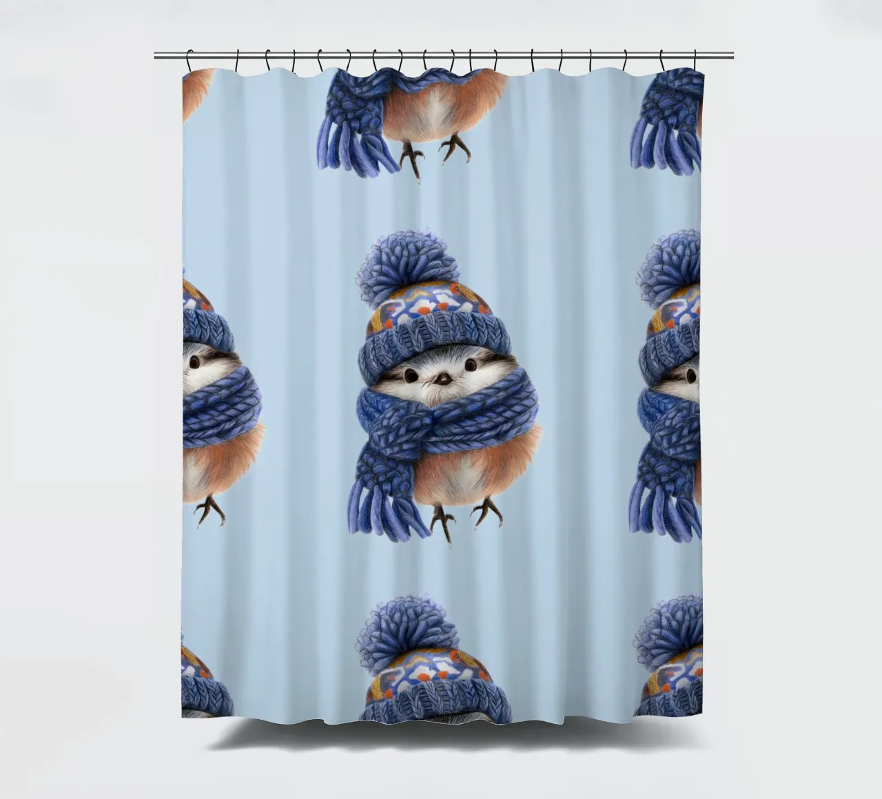 Winter bird shower curtain by Graphit und Farbe
