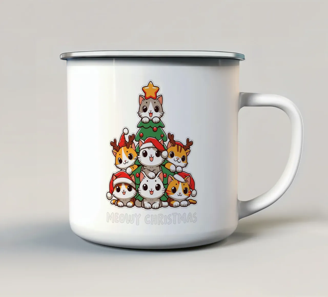 cute kitten tree tazza in smalto da edsonramosart