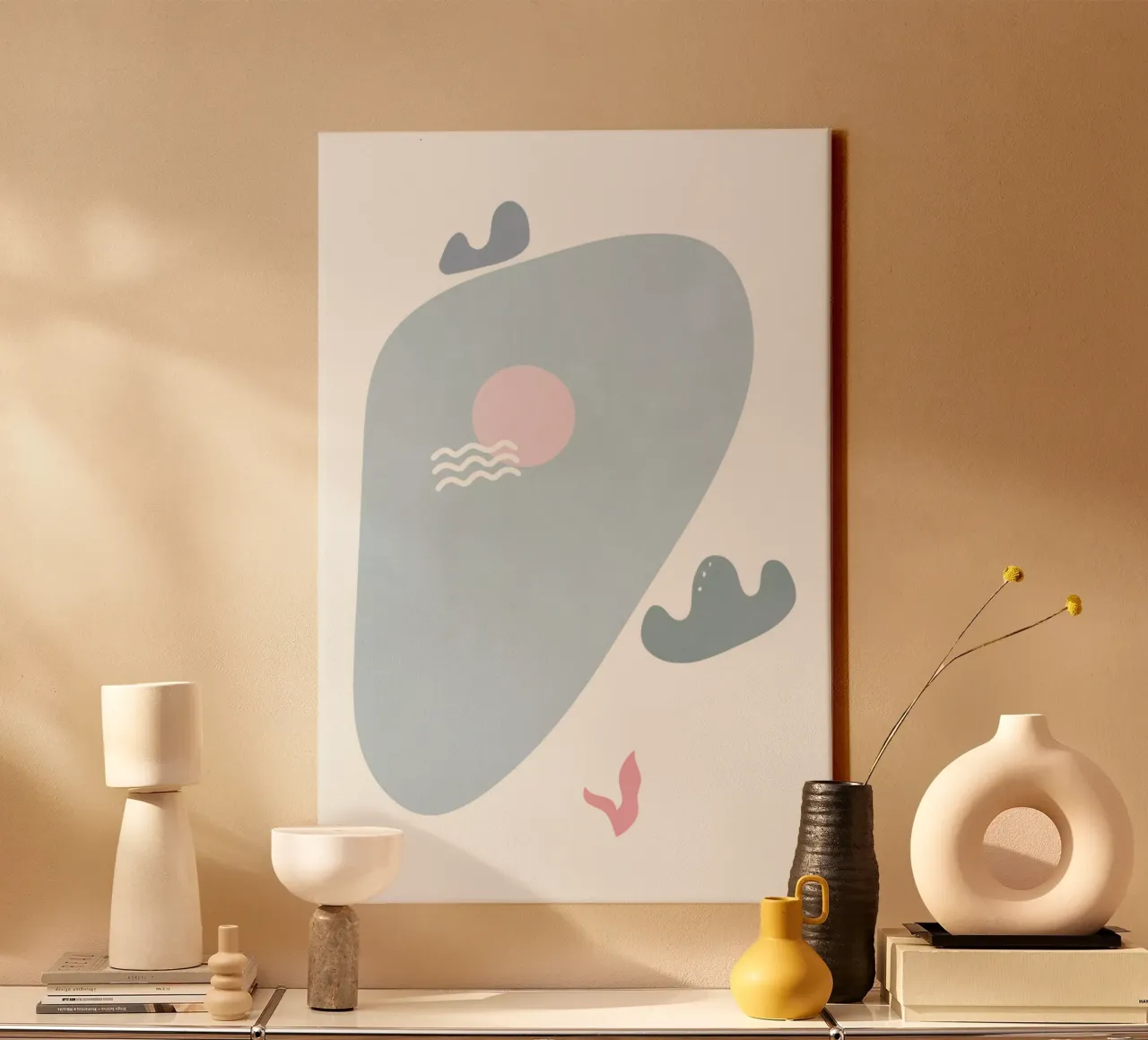 Landschapsvormen 27 canvas met Baklijst van amini54