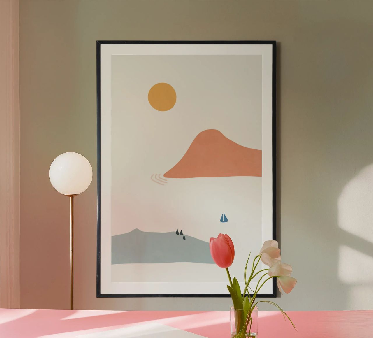 Landscape Shapes 33 poster with wooden frame by amini54