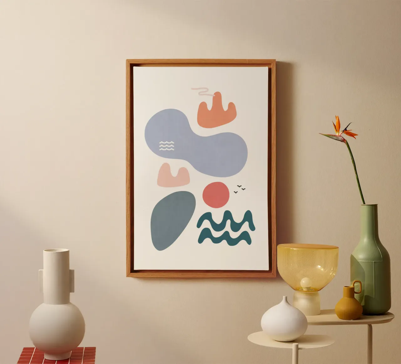 Landschapsvormen 38 canvas met Baklijst van amini54