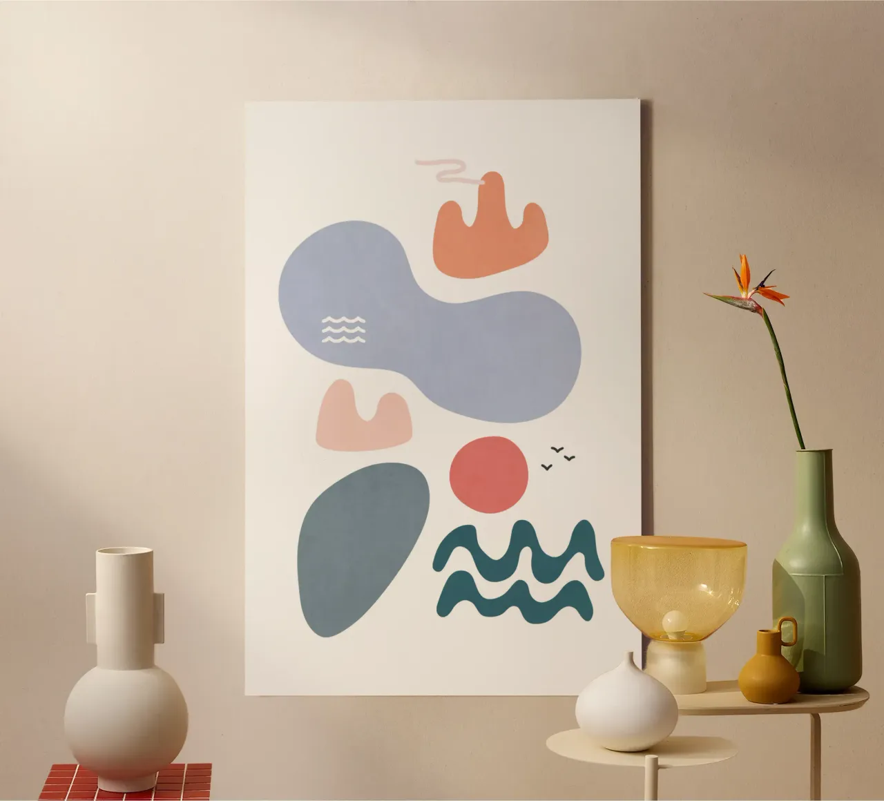 Landschapsvormen 38 canvas met Baklijst van amini54