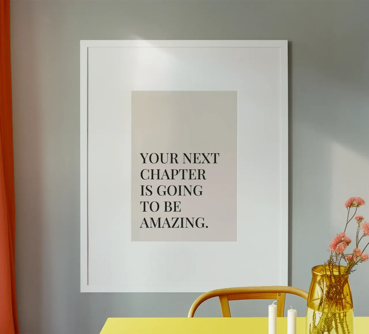 Your next chapter is going to be amazing quote poster avec cadre en plastique de Paigaam Studio