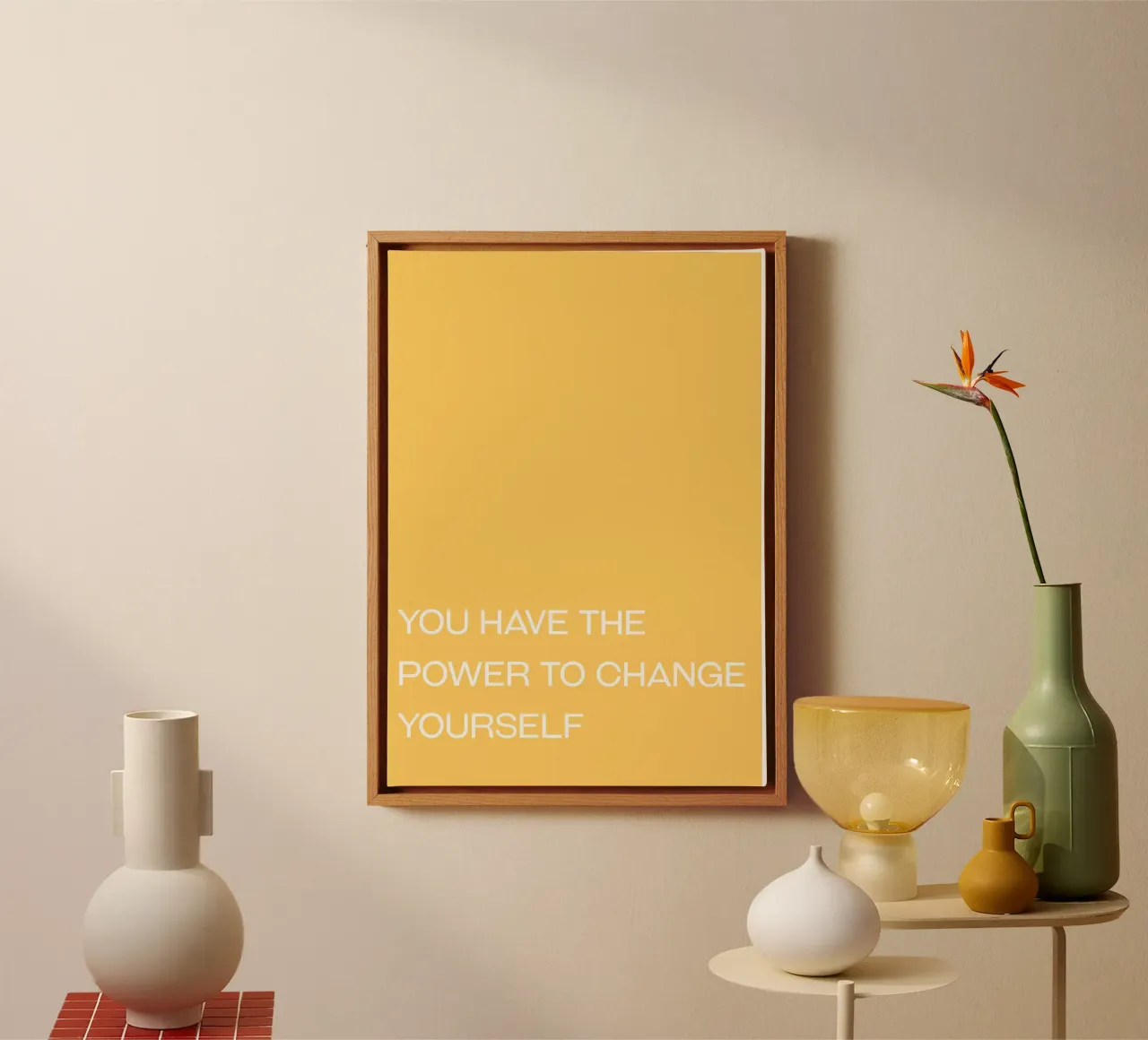 You have the power to change yourself (Yellow Tone) canvas with Floater frame by Paigaam Studio