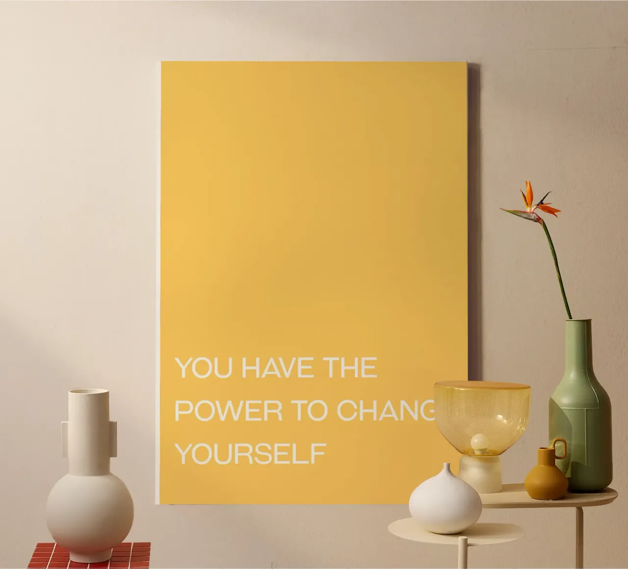 You have the power to change yourself (Yellow Tone) canvas with Floater frame by Paigaam Studio