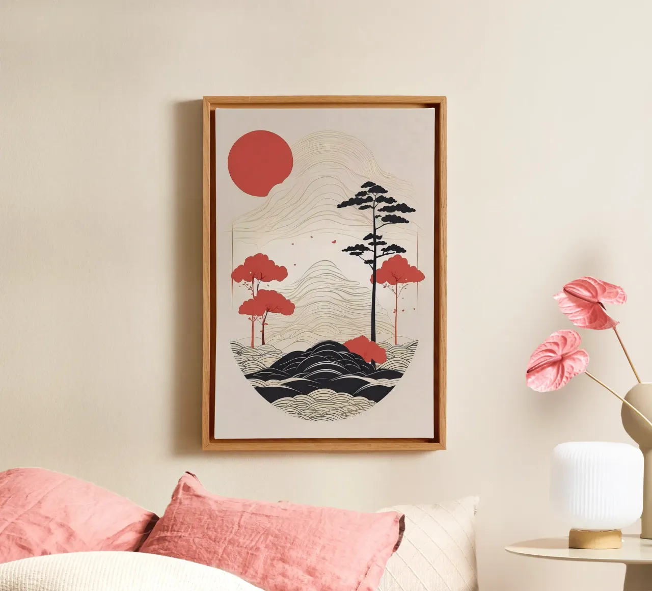Zen Sunrise canvas with Floater frame by Artistic-shop