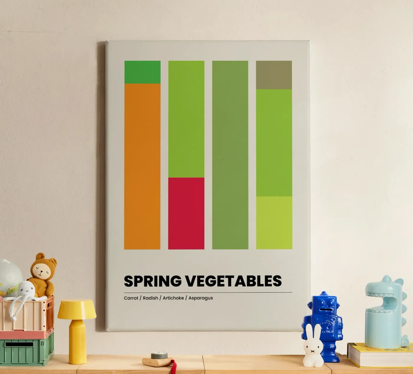 Spring vegetables canvas by OkleoStudio