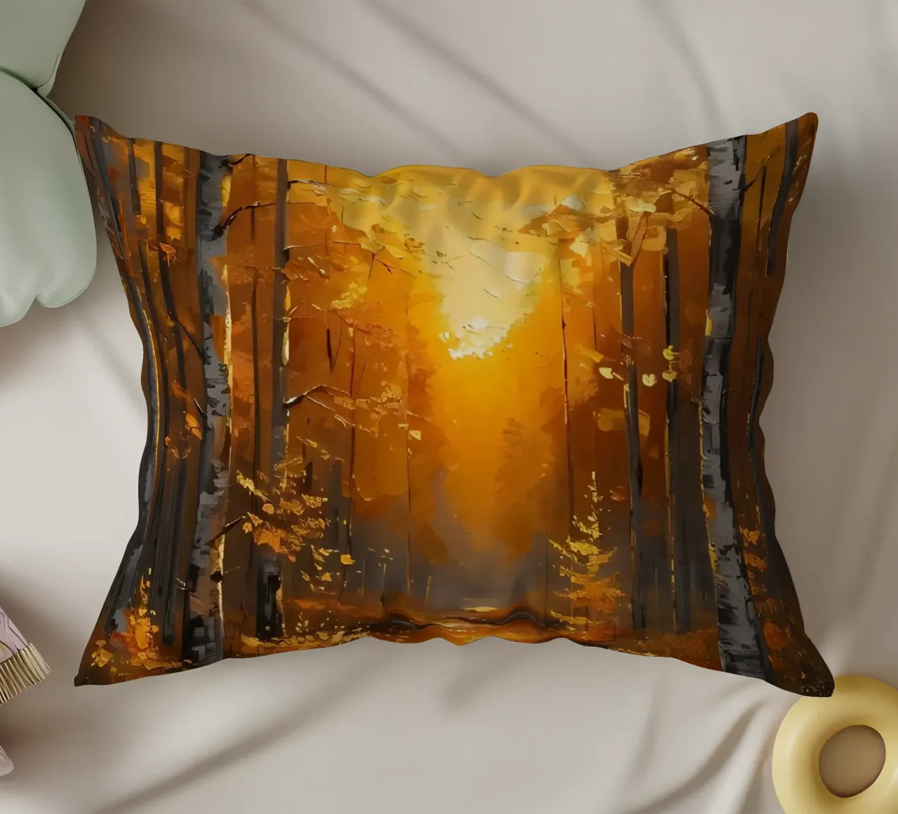 Foresta d'autunno dorata cuscino da Artistic-shop