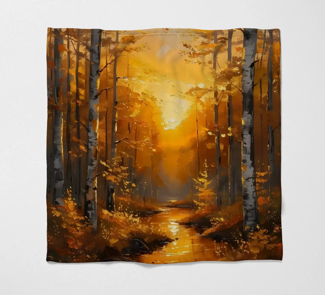Foresta d'autunno dorata coperta in pile da Artistic-shop