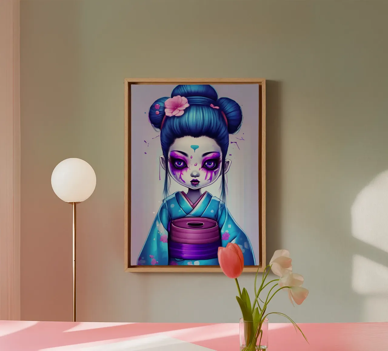 Black geisha 1 tela con Cornice a cassetta da Rezh creations
