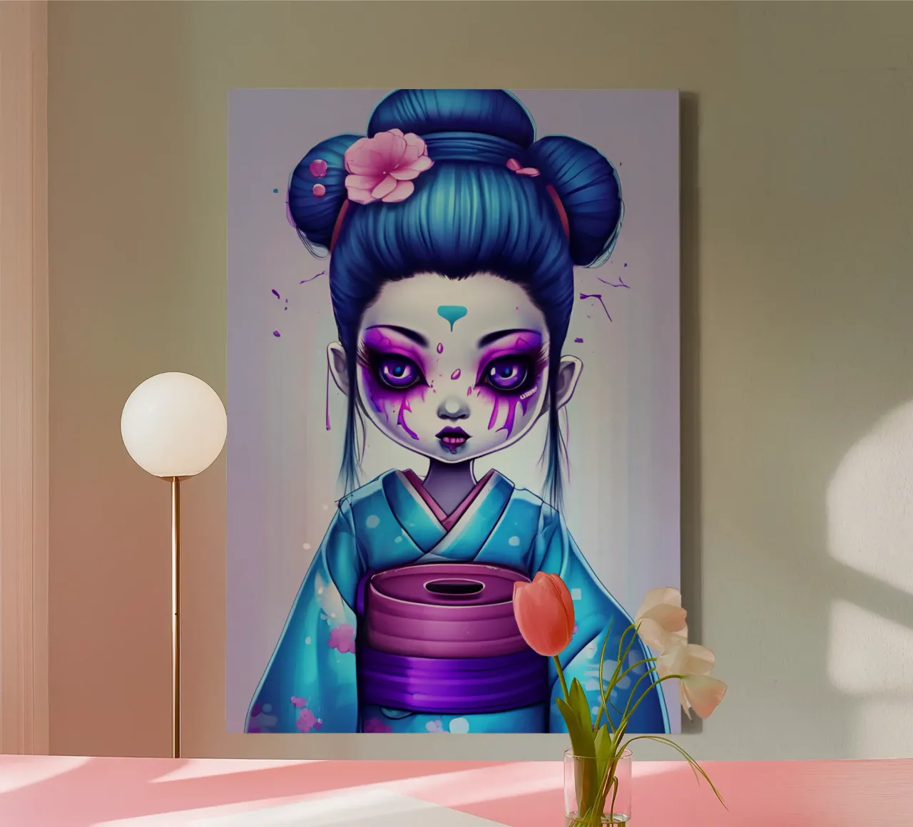 Black geisha 1 tela con Cornice a cassetta da Rezh creations