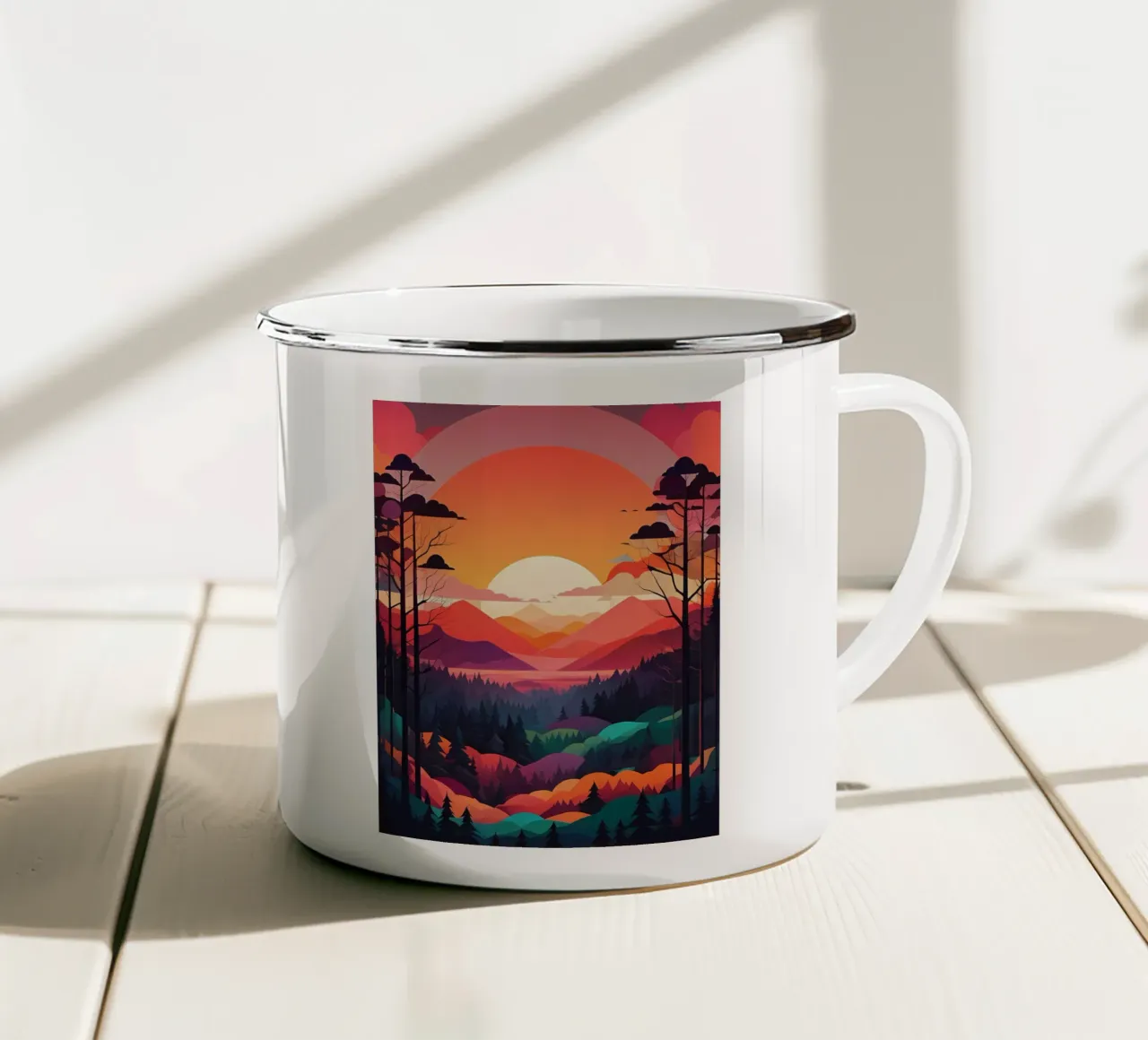 Sonnenuntergangssinfonie Emaille Tasse von Artistic-shop