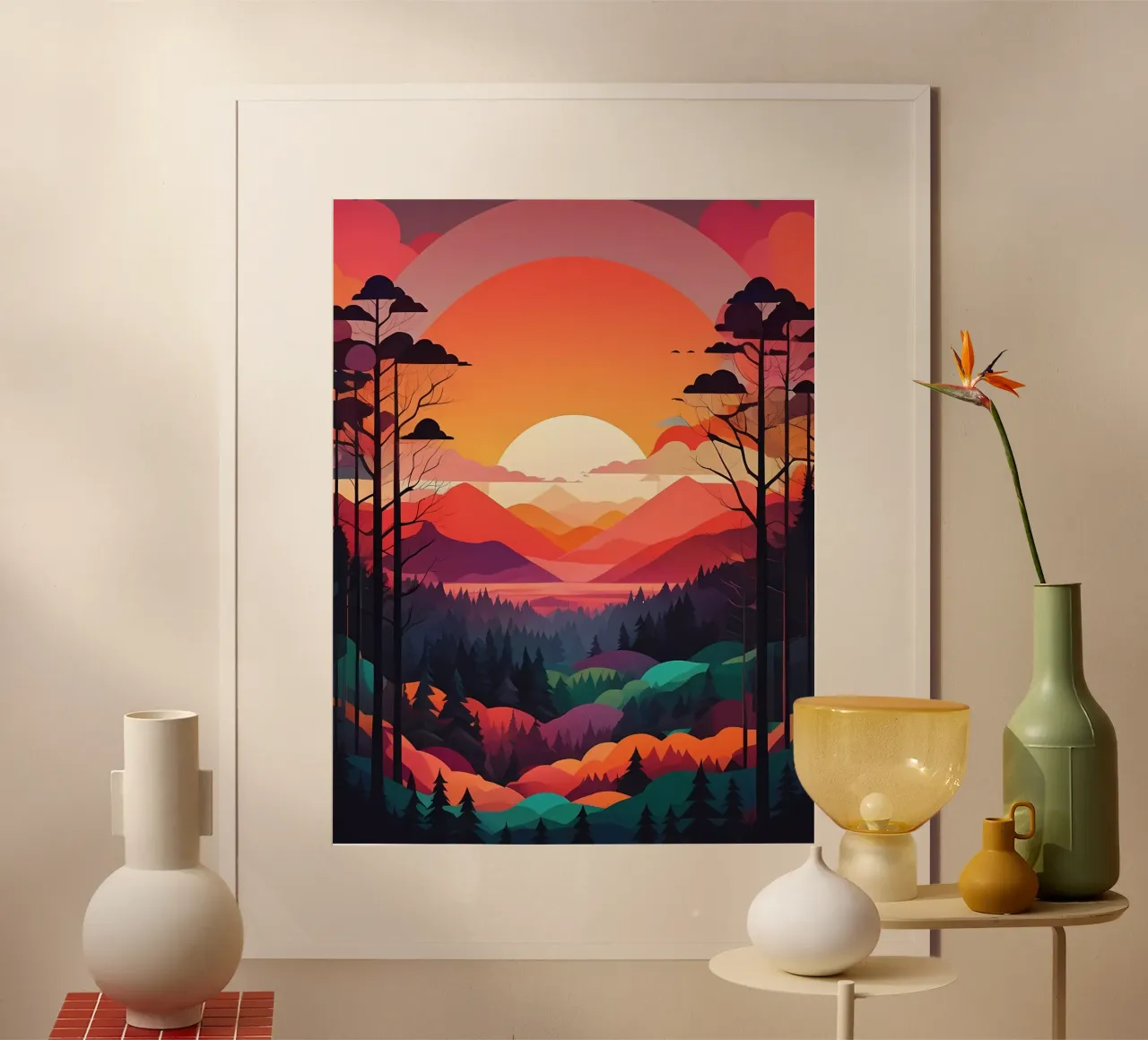 Sinfonia al tramonto poster con telaio in legno da Artistic-shop