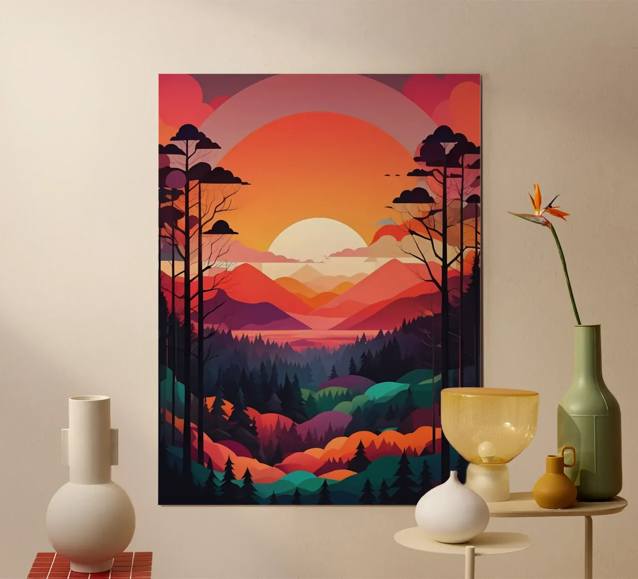 Sinfonia al tramonto poster con telaio in legno da Artistic-shop