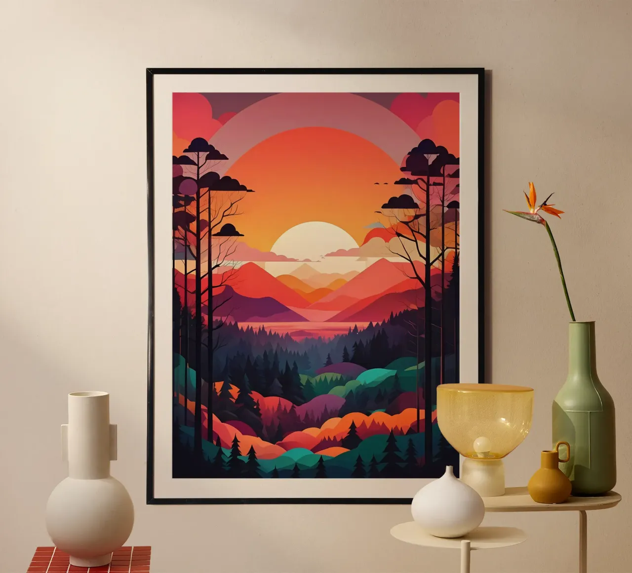 Sinfonia al tramonto poster con telaio in legno da Artistic-shop