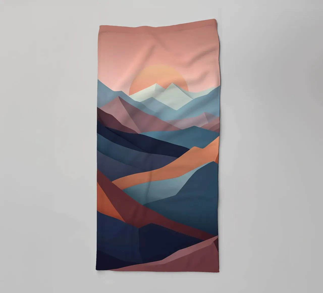 Sunset Serenity: A Minimalist Mountainscape towel by Artistic-shop