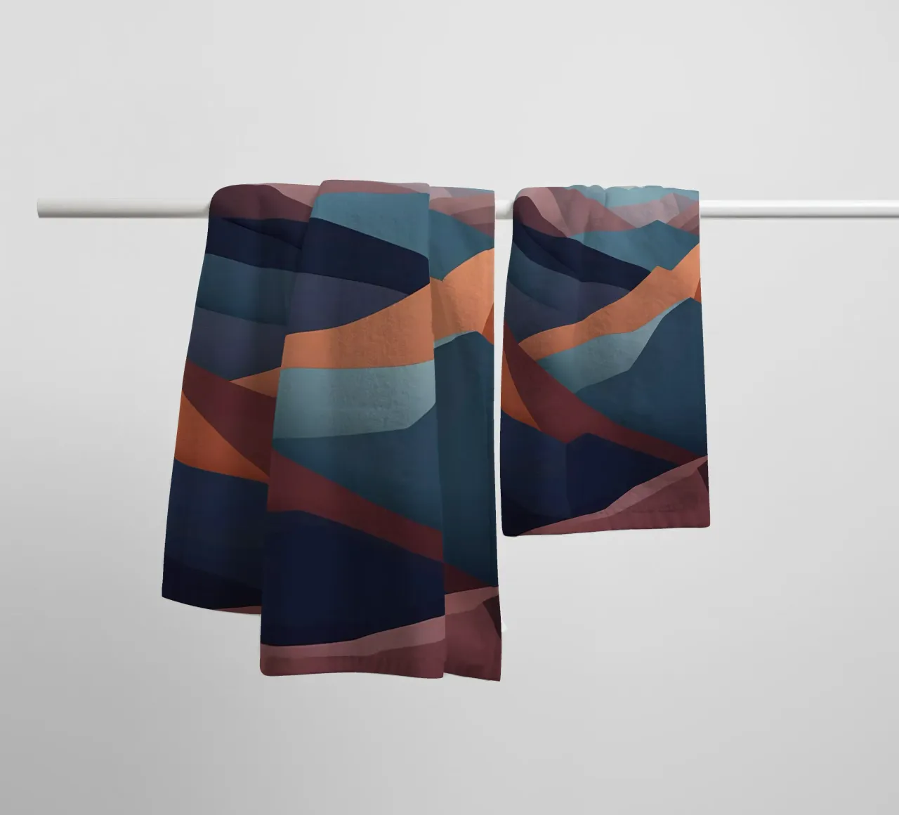 Sunset Serenity: A Minimalist Mountainscape towel by Artistic-shop