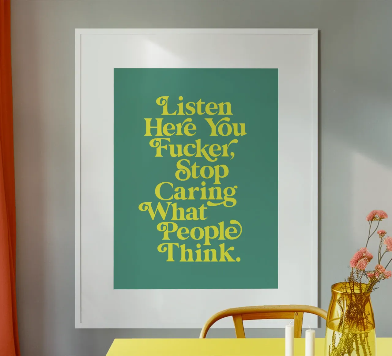 Stop met geven om wat mensen denken Typografie Ontwerp in het Groen hahnemühle van THE MOTIVATED TYPE