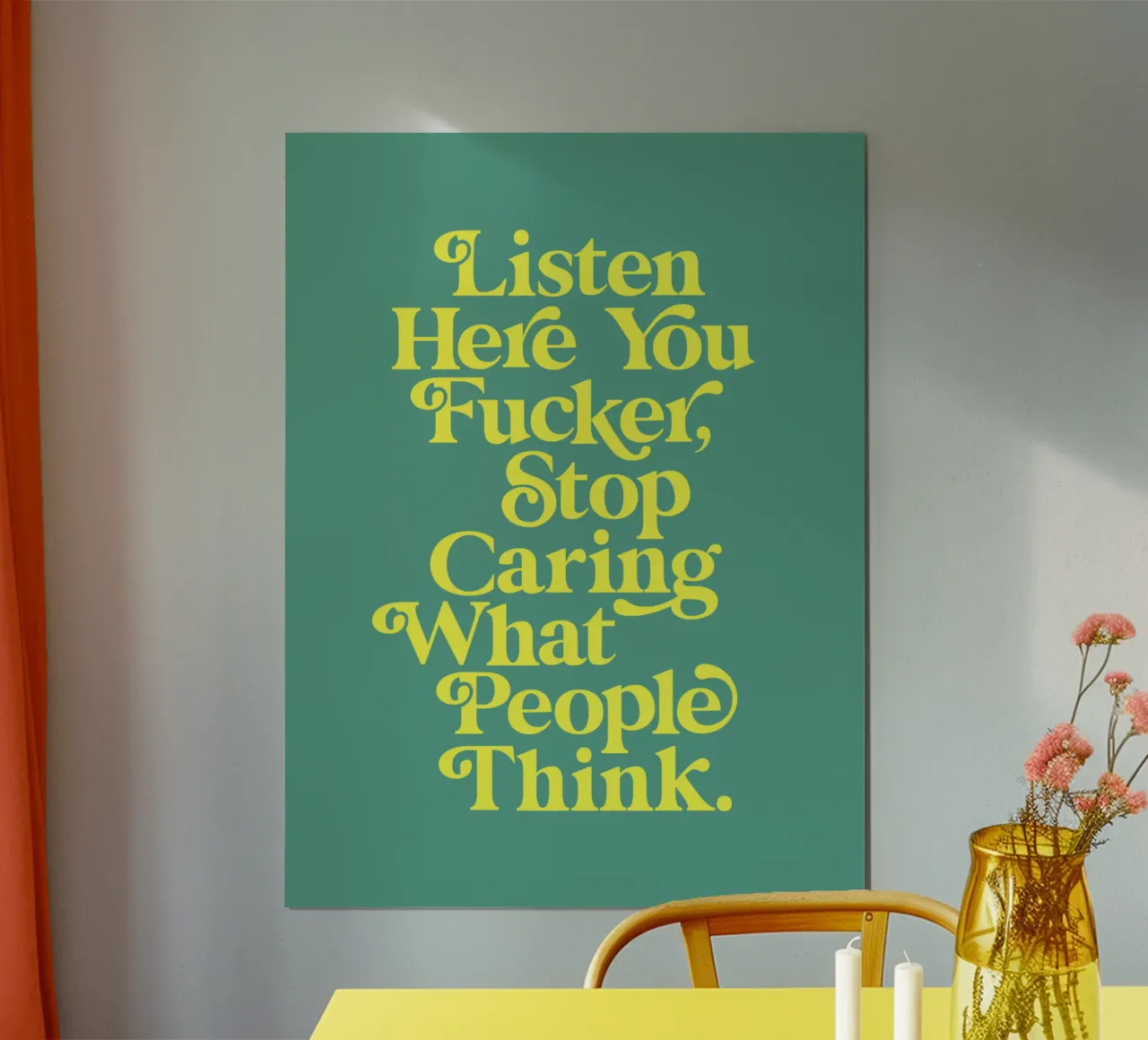 Stop met geven om wat mensen denken Typografie Ontwerp in het Groen hahnemühle van THE MOTIVATED TYPE