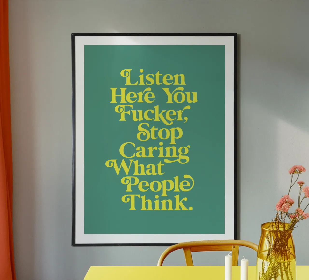 Stop met geven om wat mensen denken Typografie Ontwerp in het Groen hahnemühle van THE MOTIVATED TYPE