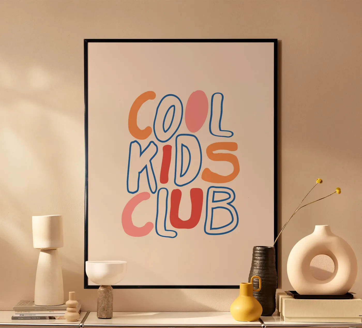 Cool Kids Club - Colourful Bubbly Typography Art poster by Blisstype