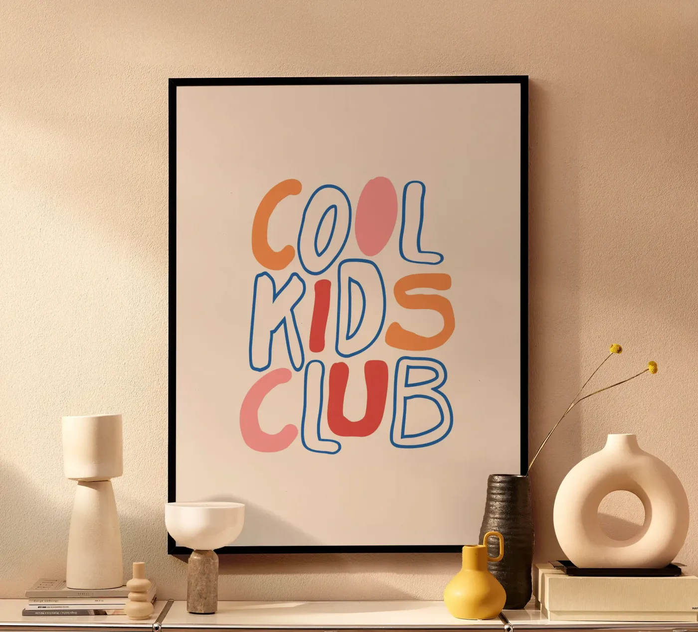 Cool Kids Club - Colourful Bubbly Typography Art poster by Blisstype