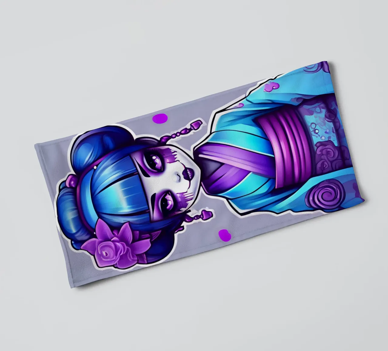 Black geisha 2 towel by Rezh creations