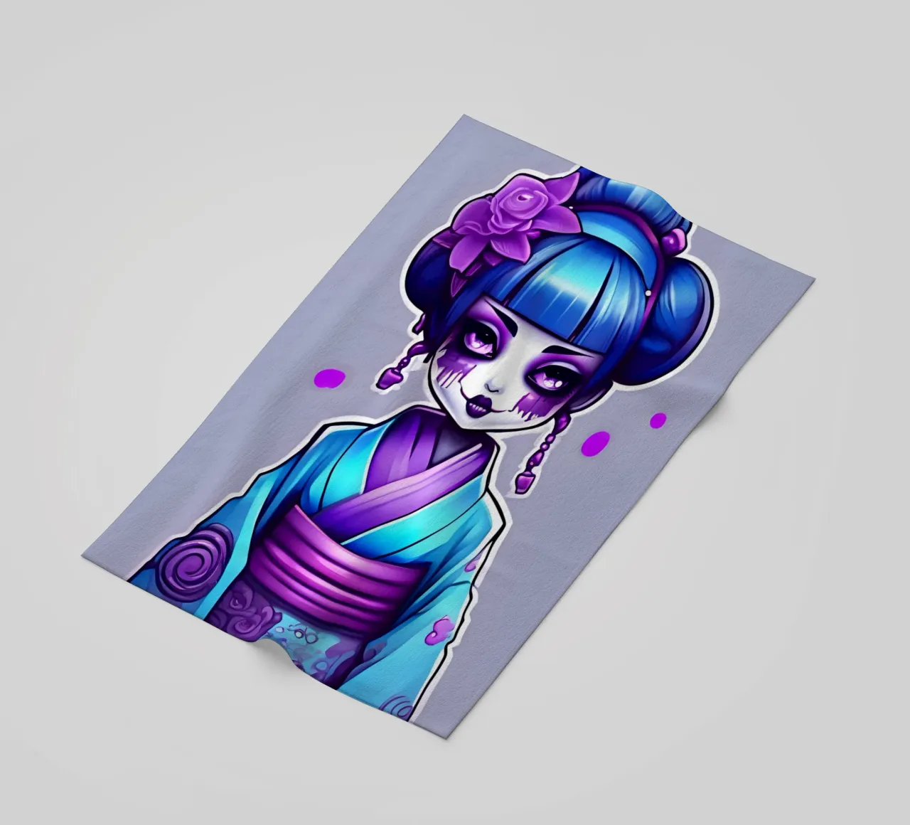 Black geisha 2 beach towel by Rezh creations