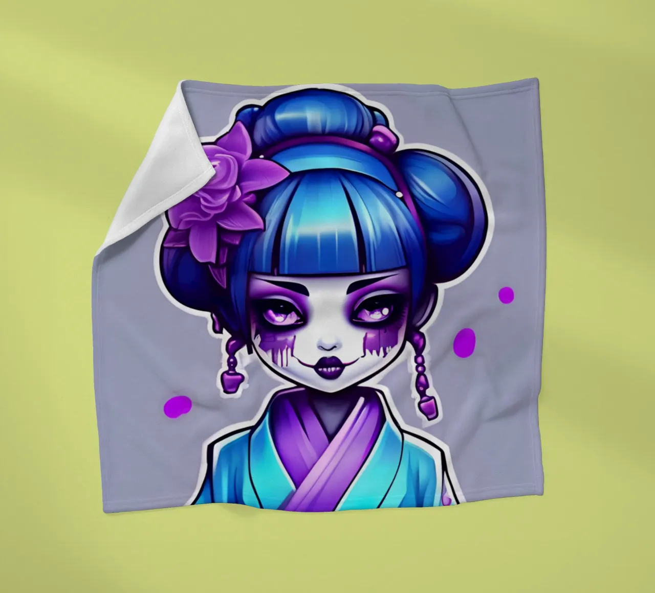 Black geisha 2 fleece blanket by Rezh creations